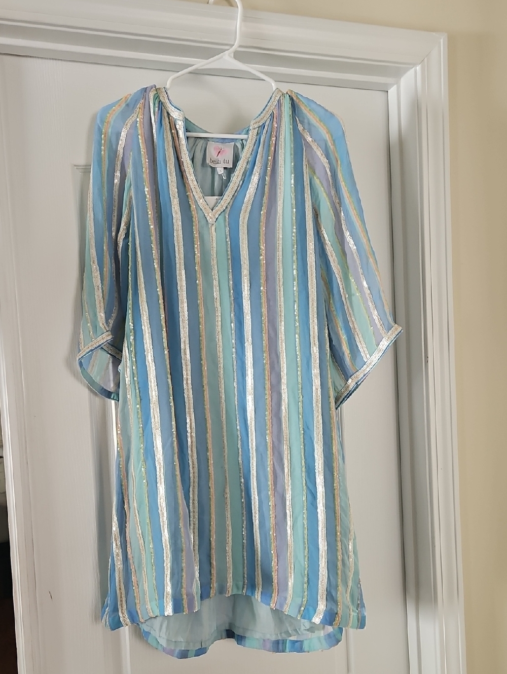 NEW Bella Tu Petra Tunic Dress Sky Blue Size Small